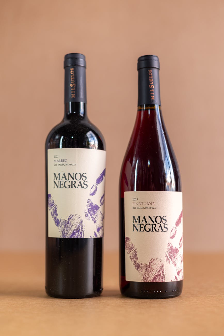 Hands gently touching ripening red wine grapes on the vine, symbolizing the art of blending