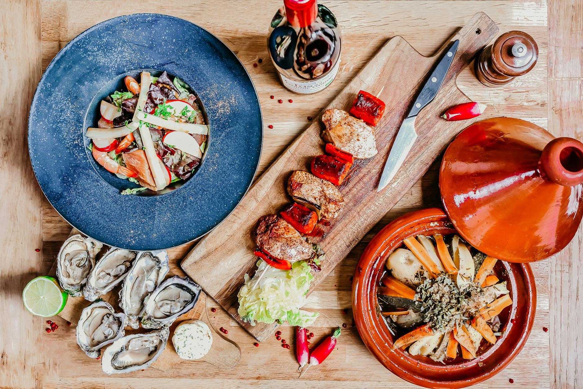 Glass of wine paired with spicy food